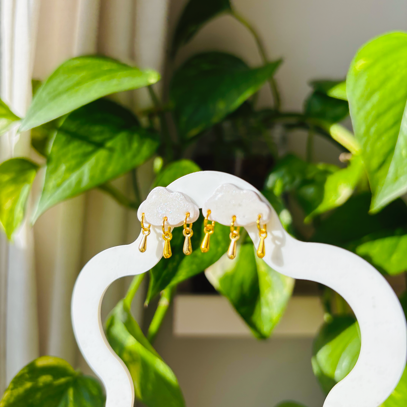 gold drop cloud studs