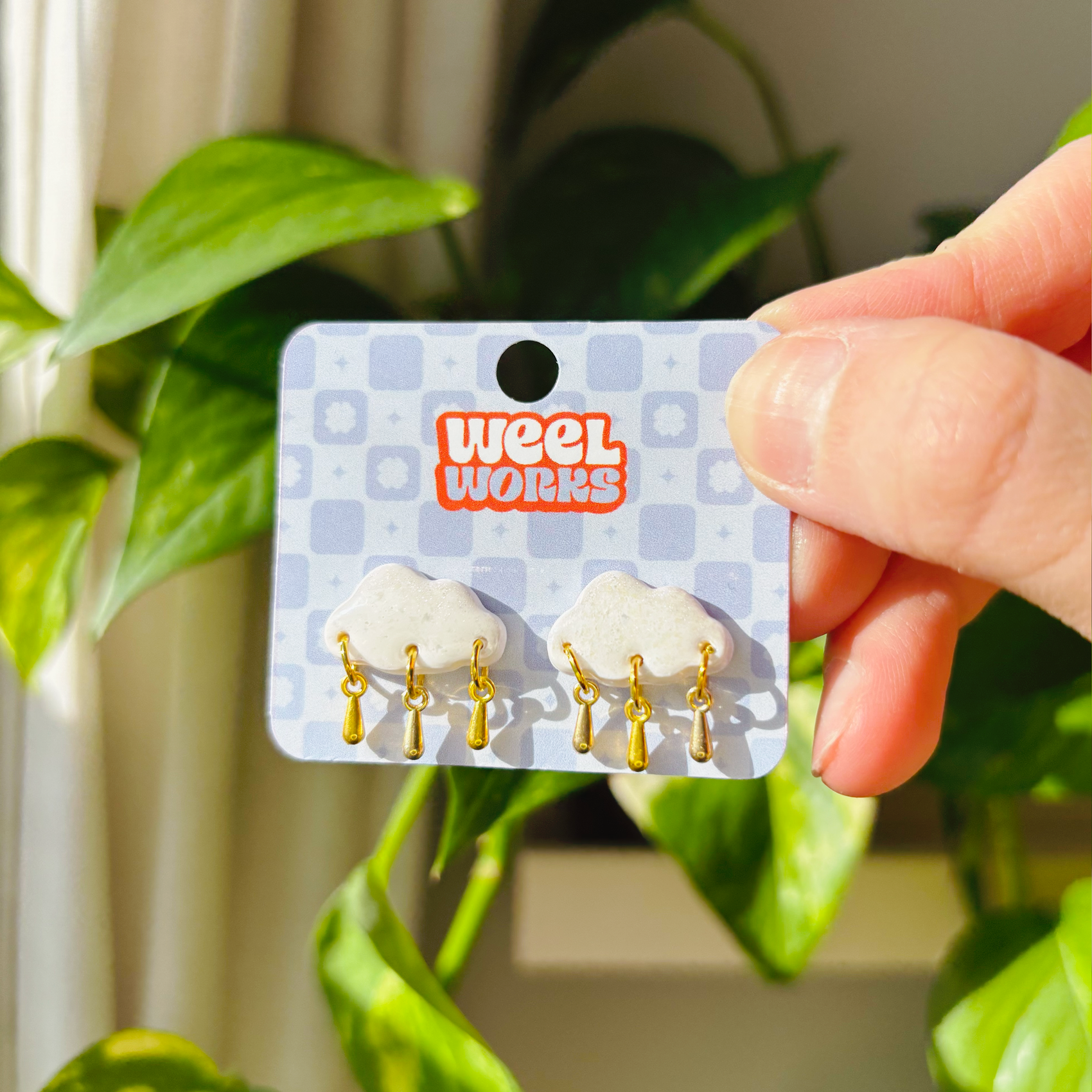 gold drop cloud studs