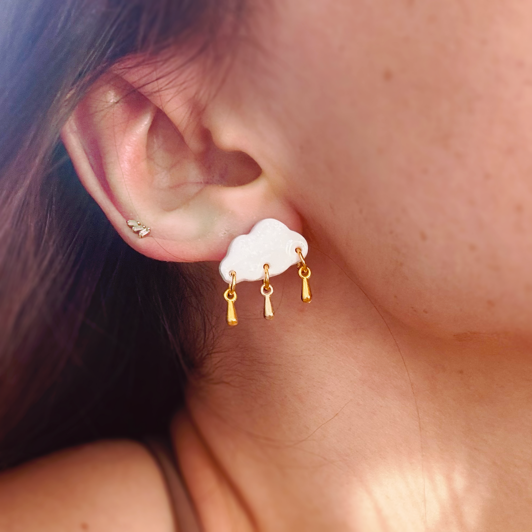 gold drop cloud studs